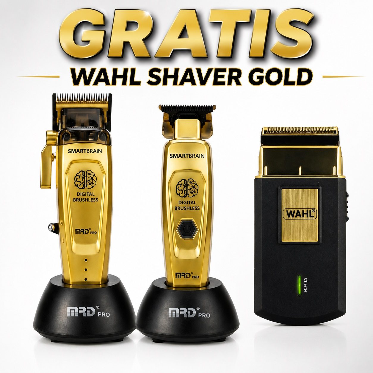 MRD Smartbrain profesionalni set za barbere Gold - GRATIS SHAVER WAHL GOLD